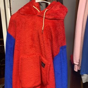 Red and blue sweater